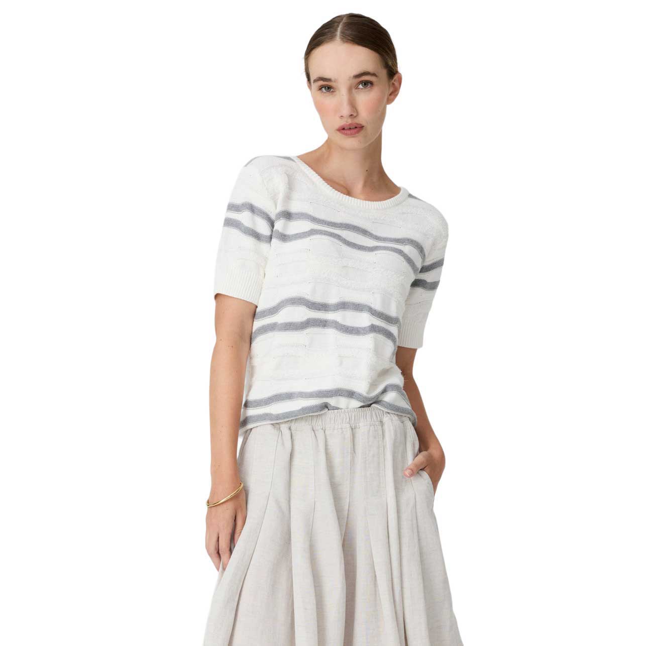POL Liana Tee Textured Stripe